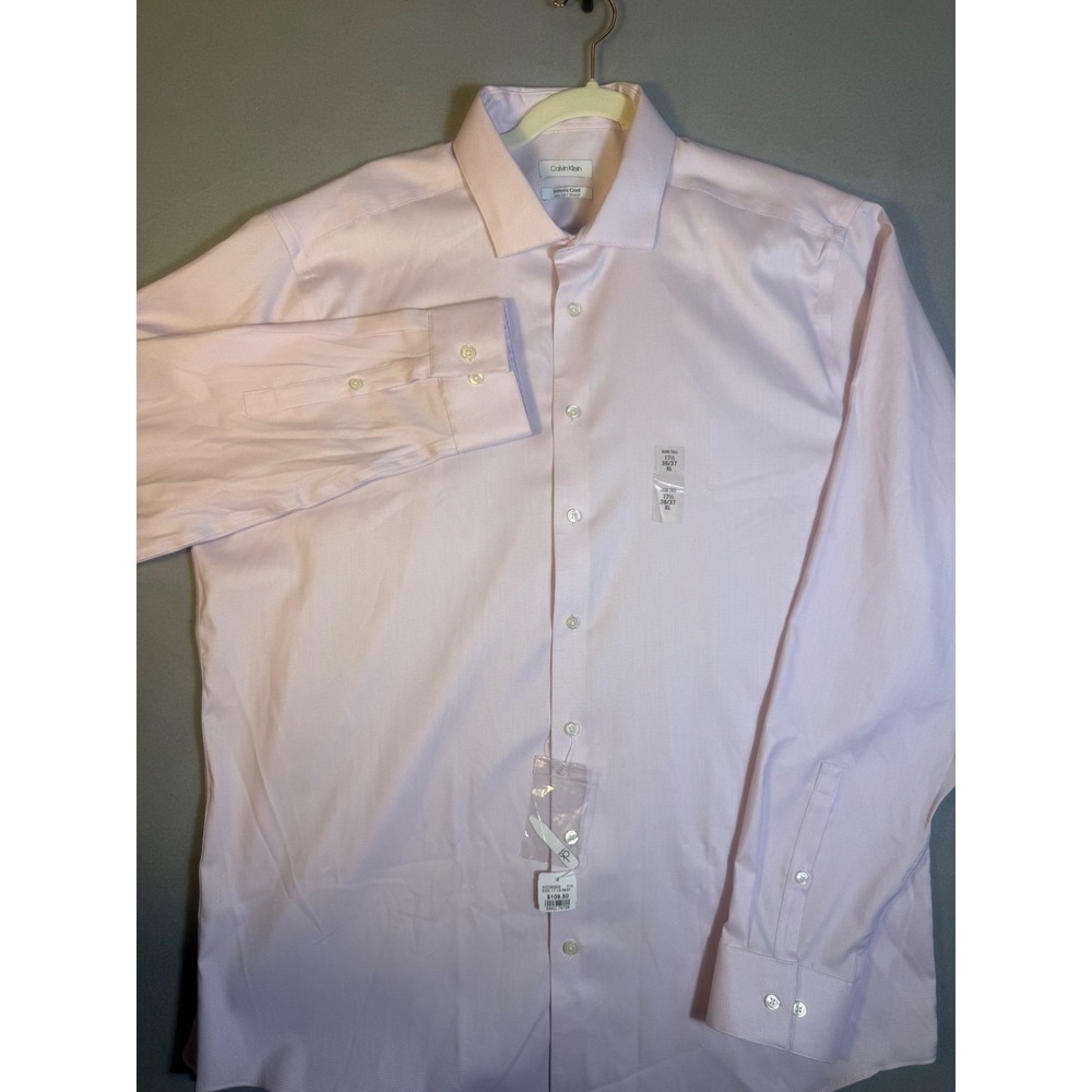 Calvin Klein Infinite Cool Slim Tall  Dress Shirt Pink 17.5 36/37 XL NWT $109.50